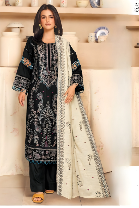 3 PC - Johra Aura - Stitched Embroidered Winter Collection - Black (JH-1440)