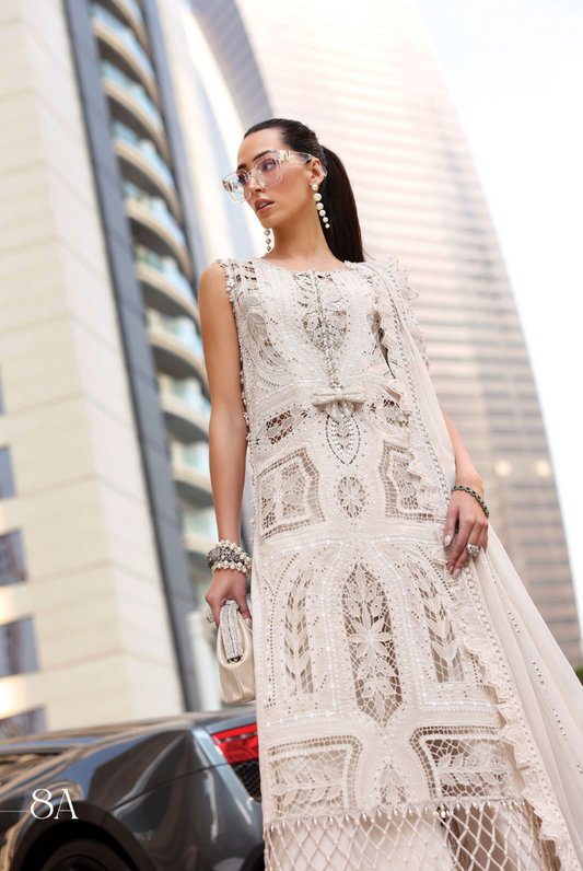 3 Piece Suit Stitched Embroidered Luxury Lawn Maria.B - MBL'26-8A