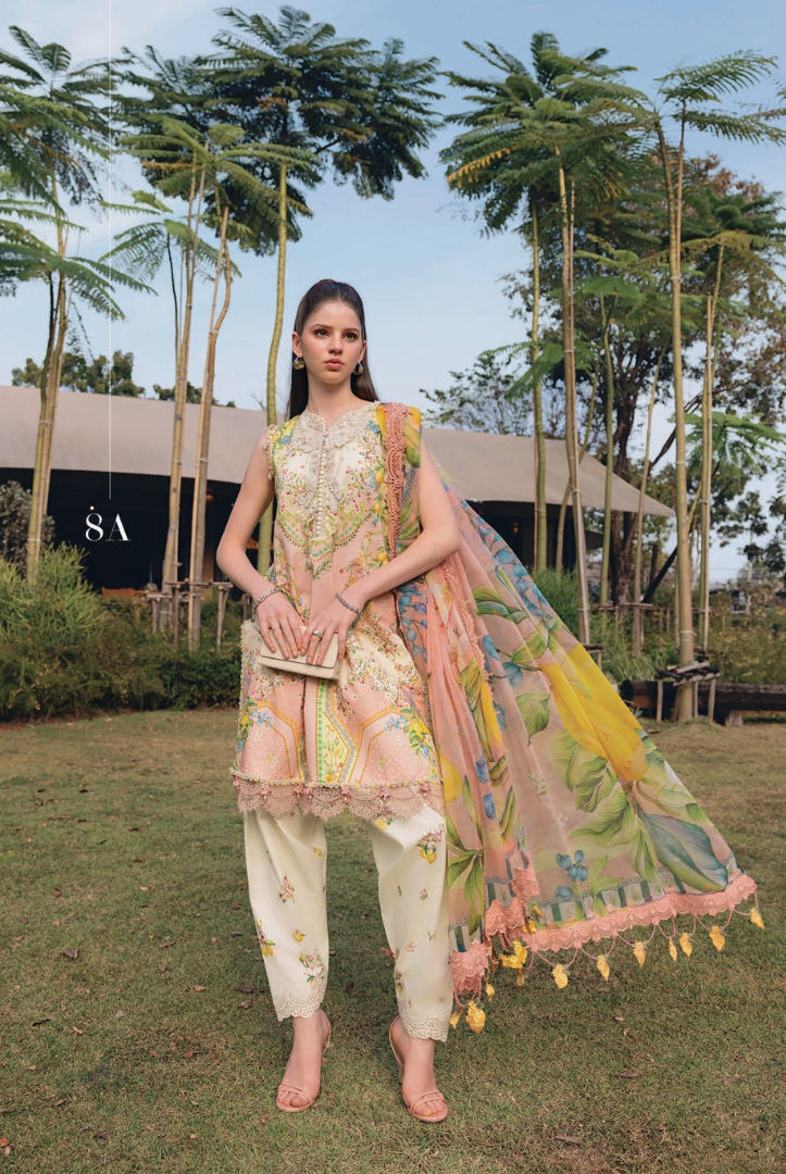 3 Piece Suit Stitched Embroidered Lawn BY Maria.B M.PRINTS'26 - MBPT-29-8A