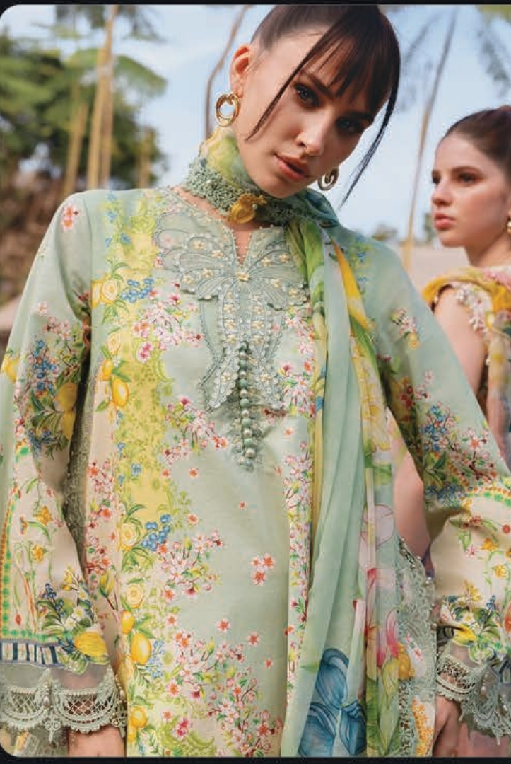 3 Piece Suit Stitched Embroidered Lawn BY Maria.B M.PRINTS'26 - MBPT-29-8B