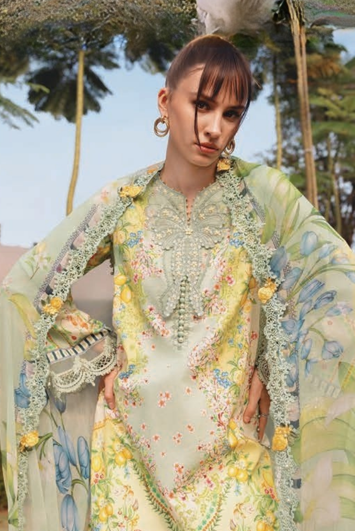 3 Piece Suit Stitched Embroidered Lawn BY Maria.B M.PRINTS'26 - MBPT-29-8B
