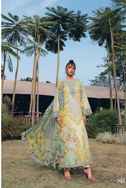 3 Piece Suit Stitched Embroidered Lawn BY Maria.B M.PRINTS'26 - MBPT-29-8B