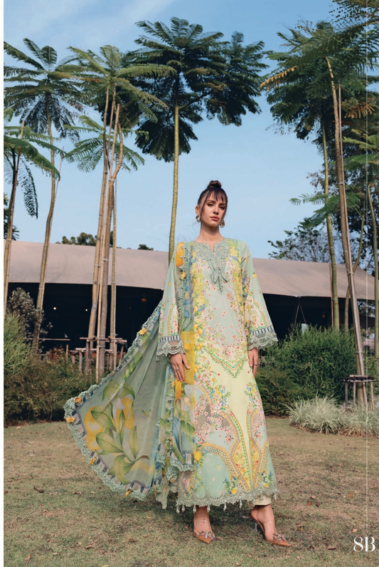 3 Piece Suit Stitched Embroidered Lawn BY Maria.B M.PRINTS'26 - MBPT-29-8B