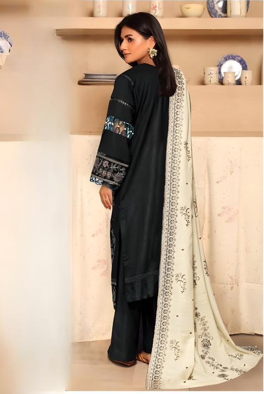 3 PC - Johra Aura - Stitched Embroidered Winter Collection - Black (JH-1440)