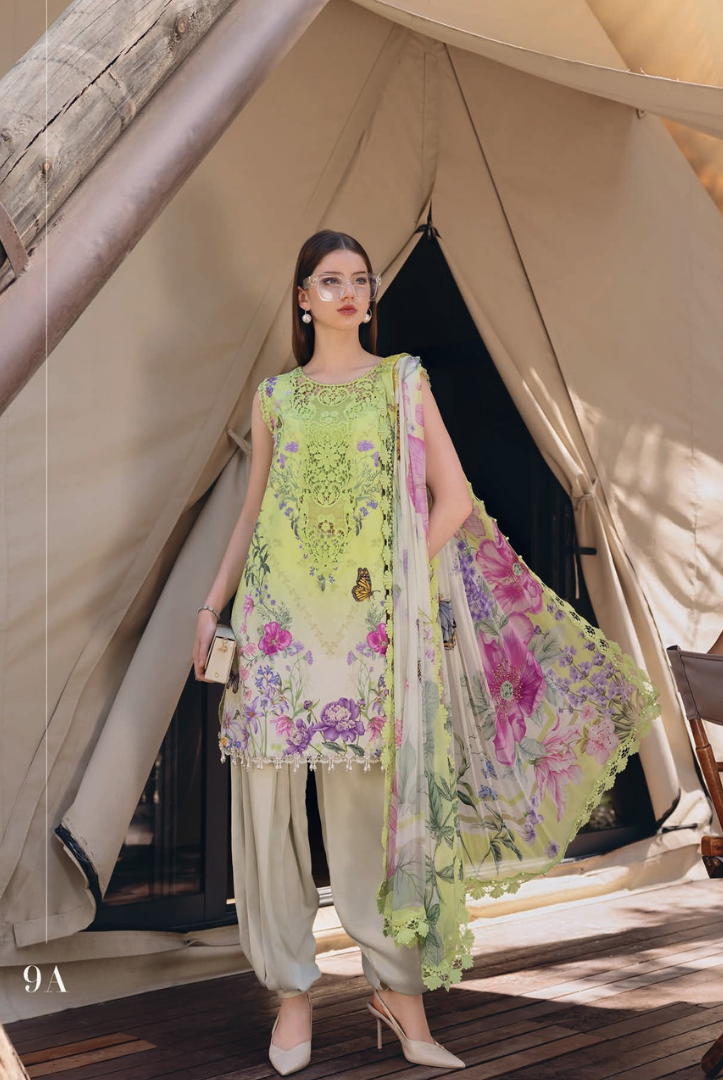 3 Piece Suit Stitched Embroidered Lawn BY Maria.B M.PRINTS'26 - MBPT-29-9A