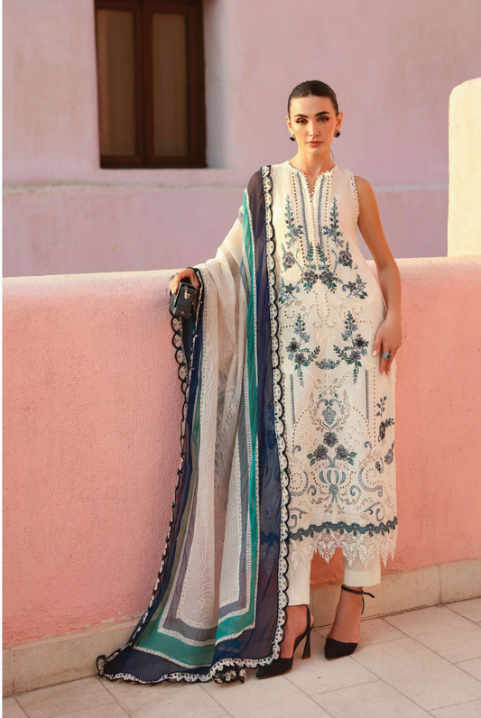 3 Piece Suit Stitched Embroidered Luxury Lawn Maria.B - MBL'26-9B