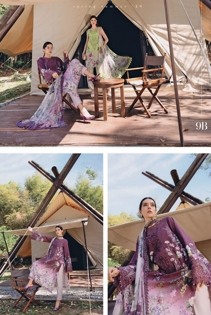 3 Piece Suit Stitched Embroidered Lawn BY Maria.B M.PRINTS'26 - MBPT-29-9B