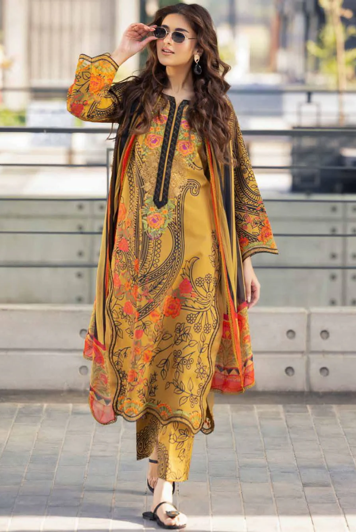 3 Piece Suit Stitched Embroidered Lawn BY Charizma Aghaz-e-Nou  AG6-01