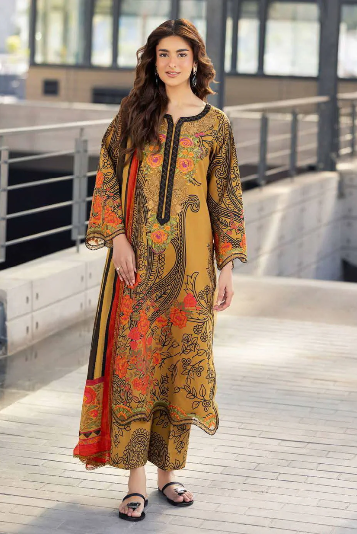 3 Piece Suit Stitched Embroidered Lawn BY Charizma Aghaz-e-Nou  AG6-01