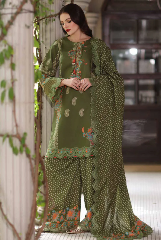 3 Piece Suit Stitched Embroidered Lawn BY Charizma Aghaz-e-Nou  AG6-03