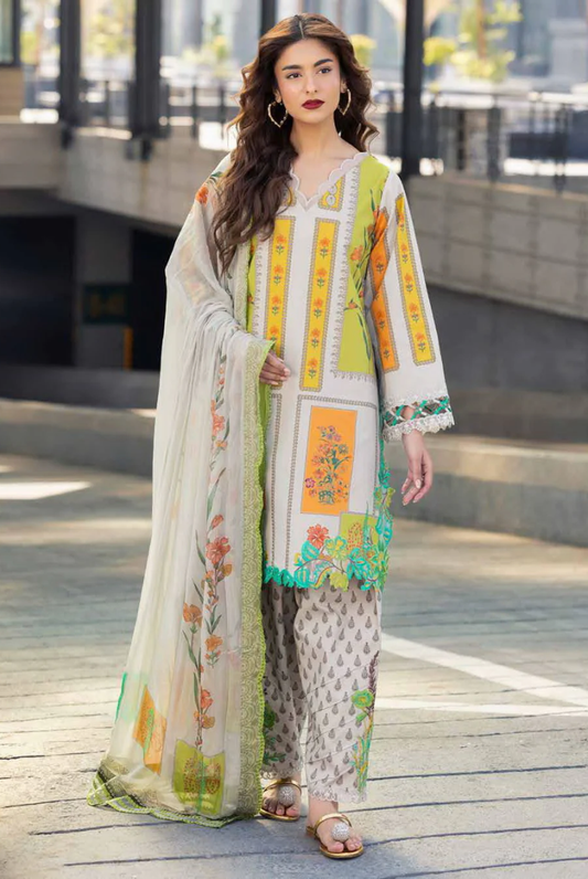 3 Piece Suit Stitched Embroidered Lawn BY Charizma Aghaz-e-Nou  AG6-04
