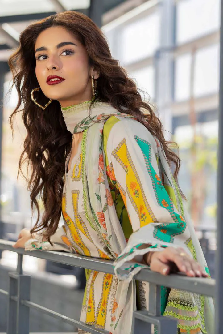 3 Piece Suit Stitched Embroidered Lawn BY Charizma Aghaz-e-Nou  AG6-04