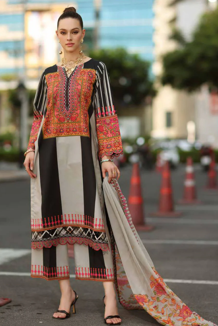 3 Piece Suit Stitched Embroidered Lawn BY Charizma Aghaz-e-Nou  AG6-06