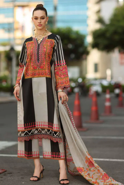 3 Piece Suit Stitched Embroidered Lawn BY Charizma Aghaz-e-Nou  AG6-06