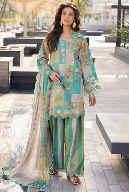 3 Piece Suit Stitched Embroidered Lawn BY Charizma Aghaz-e-Nou  AG6-08