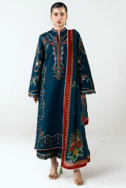 Jugnu by Hussain Rehar Stitched 3 Piece Embroidered Lawn Suit – Agna-D#1275