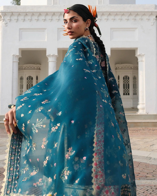 3 Piece Suit Stitched Embroidered KALABAGH Luxury Lawn '26 by Hussain Rehar Eid Edit AZRAQ-D#94