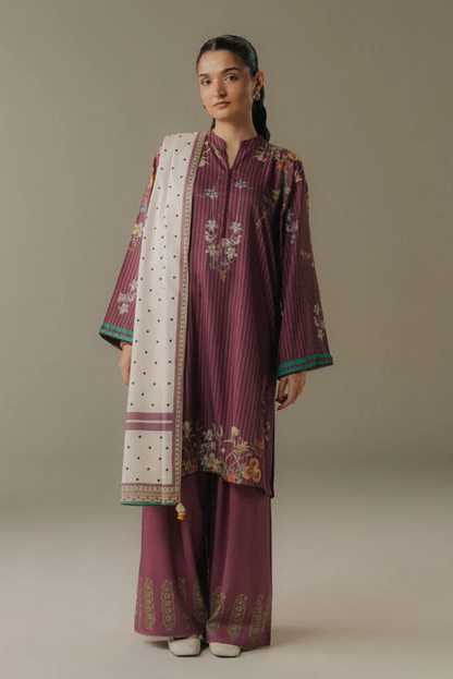 3 Piece Suit Stitched Printed Linen Drop Five Coco By Zara Shahjahan Amber Days-1A