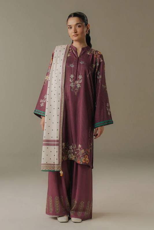 3 Piece Suit Stitched Printed Linen Drop Five Coco By Zara Shahjahan Amber Days-1A