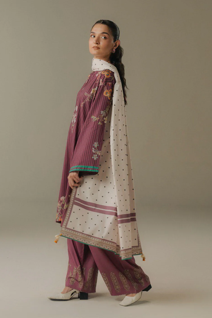 3 Piece Suit Stitched Printed Linen Drop Five Coco By Zara Shahjahan Amber Days-1A