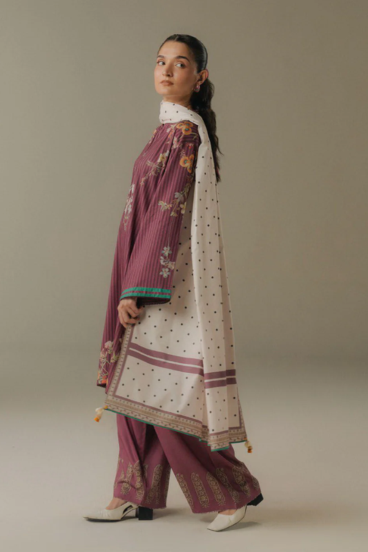 3 Piece Suit Stitched Printed Linen Drop Five Coco By Zara Shahjahan Amber Days-1A