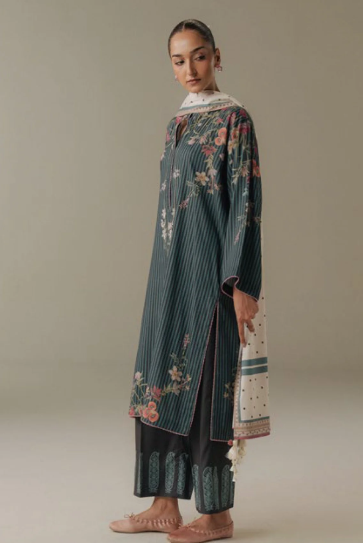 3 Piece Suit Stitched Printed Linen Drop Five Coco By Zara Shahjahan Amber Days-1B