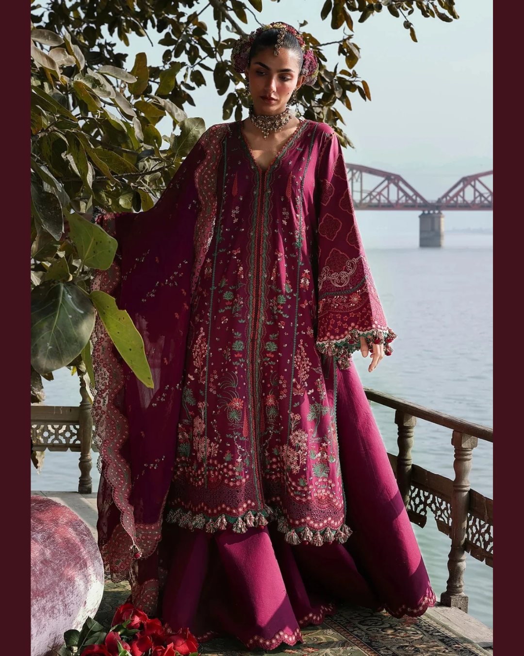 3 Piece Suit Stitched Embroidered KALABAGH Luxury Lawn '26 by Hussain Rehar Eid Edit ANJAS--D#83