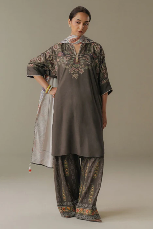 3 Piece Suit Stitched Printed Linen Drop Five Coco By Zara Shahjahan Autumn Line-10A