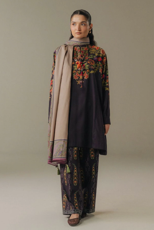 3 Piece Suit Stitched Printed Linen Drop Five Coco By Zara Shahjahan Autumn Line-10B