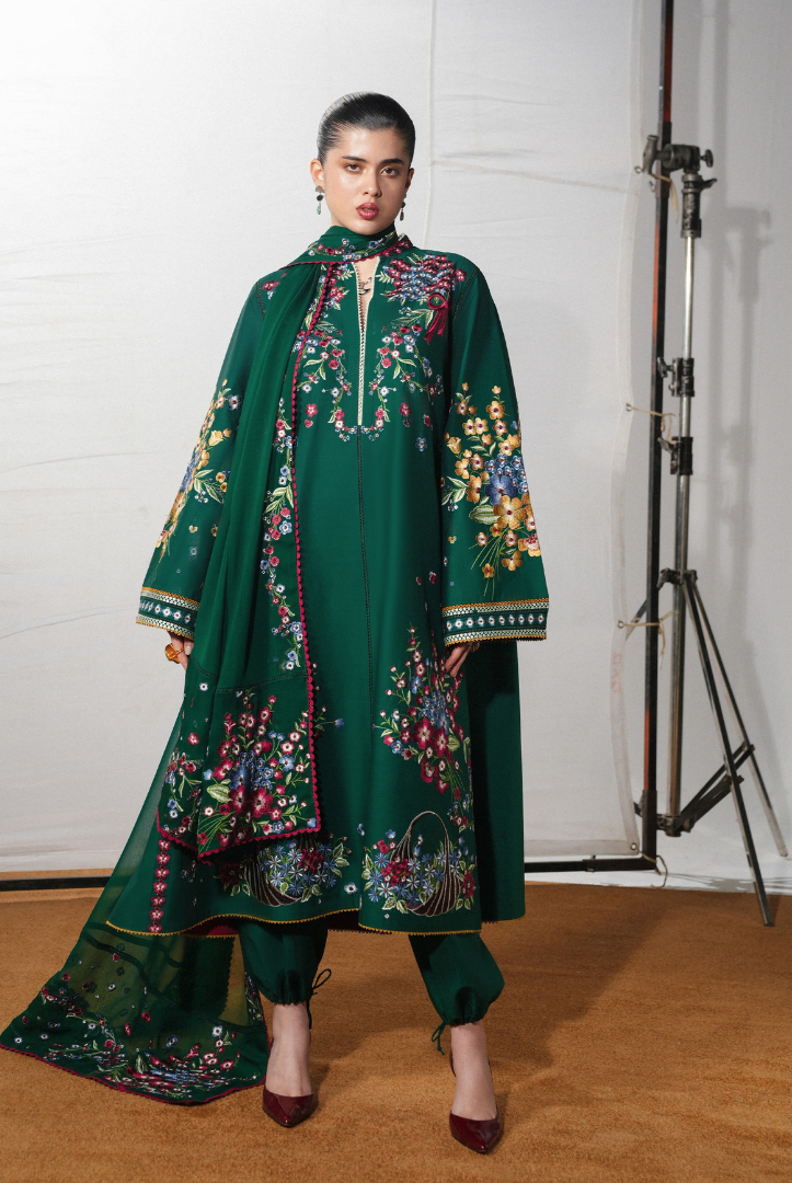 Hussain Rehar Jugnu – Stitched 3 Piece Embroidered Chiffon Suit-BEZAN