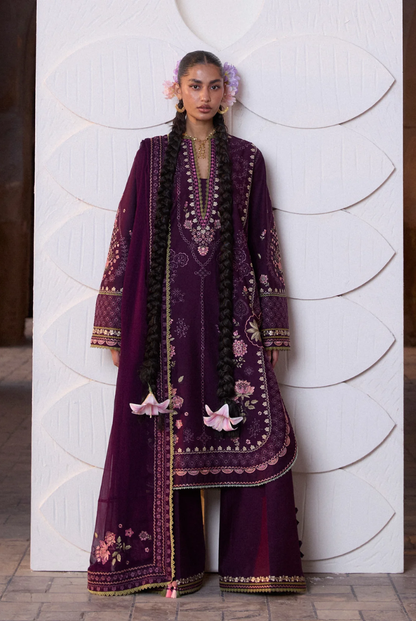 Zan by Hussain Rehar 3 Piece Suit Stitched Luxury Lawn Festive Collection'26-BANAFSH