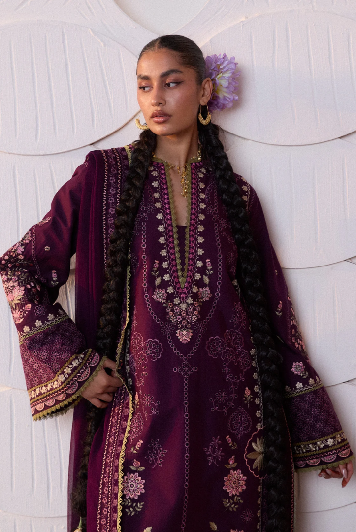 Zan by Hussain Rehar 3 Piece Suit Stitched Luxury Lawn Festive Collection'26-BANAFSH