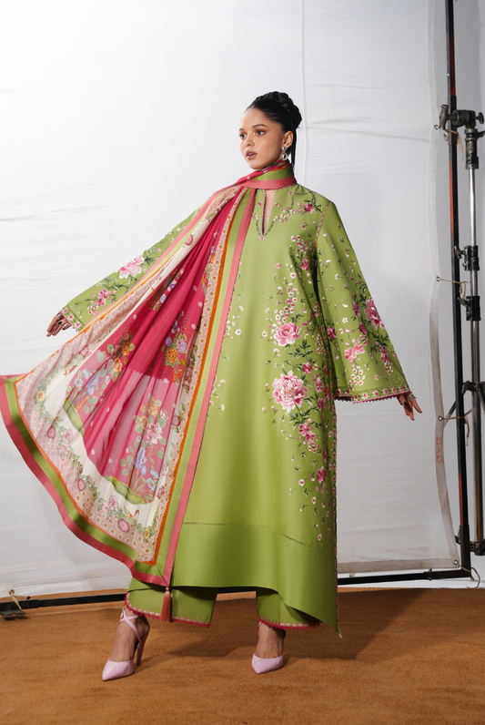 Hussain Rehar Jugnu – Stitched 3 Piece Embroidered Chiffon Suit-CHAMAN