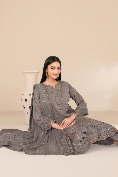 Tawakkal Fabrics Selma Fancy Embroidered Chamki Lawn 3 Piece Stitched Suit"26-D-3259