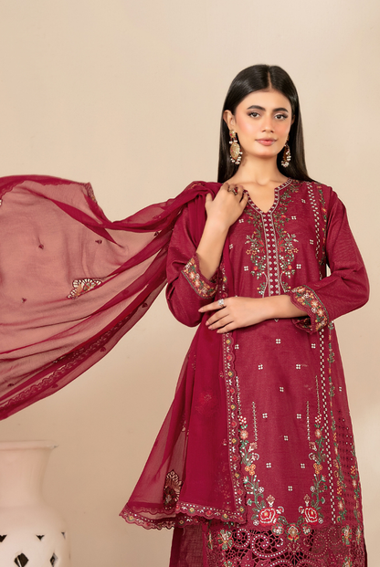 Tawakkal Fabrics Selma Fancy Embroidered Chamki Lawn 3 Piece Stitched Suit"26-D-3262