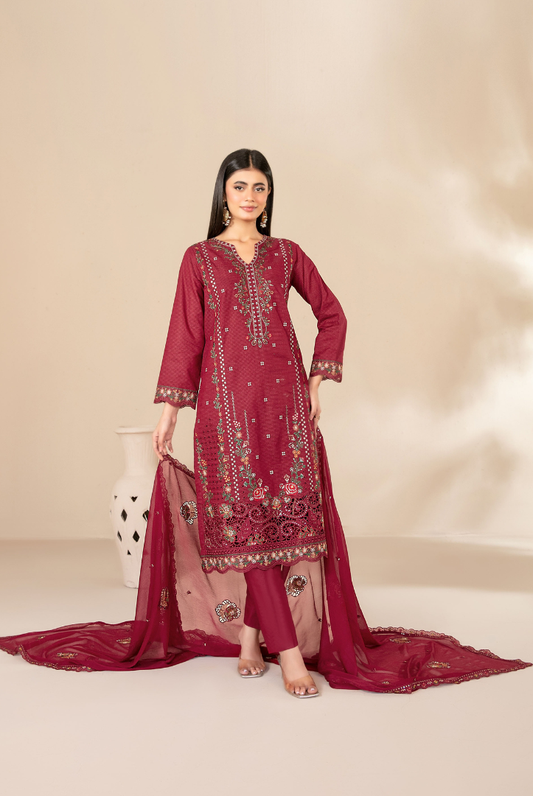 Tawakkal Fabrics Selma Fancy Embroidered Chamki Lawn 3 Piece Stitched Suit"26-D-3262