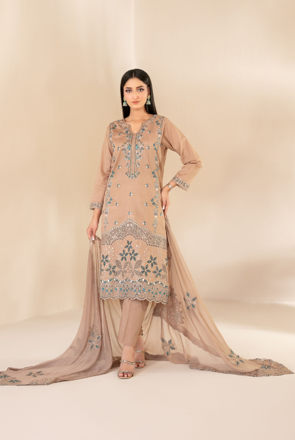 Tawakkal Fabrics Selma Fancy Embroidered Chamki Lawn 3 Piece Stitched Suit"26-D-3263