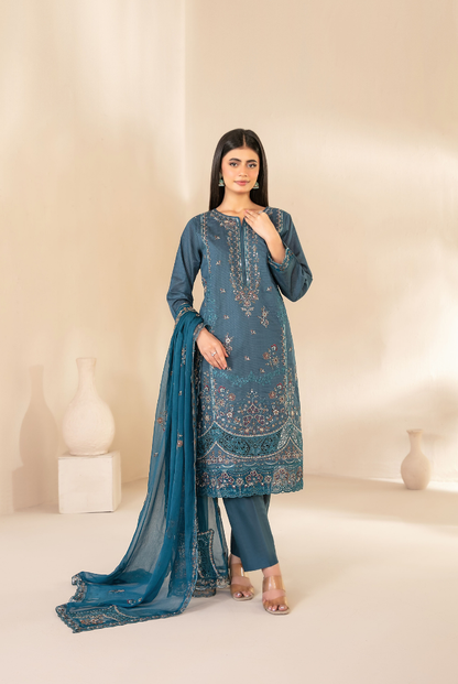 Tawakkal Fabrics Selma Fancy Embroidered Chamki Lawn 3 Piece Stitched Suit"26-D-3264