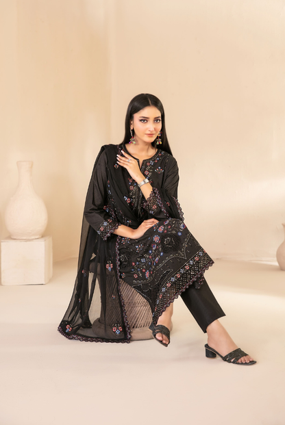 Tawakkal Fabrics Selma Fancy Embroidered Chamki Lawn 3 Piece Stitched Suit"26-D-3267