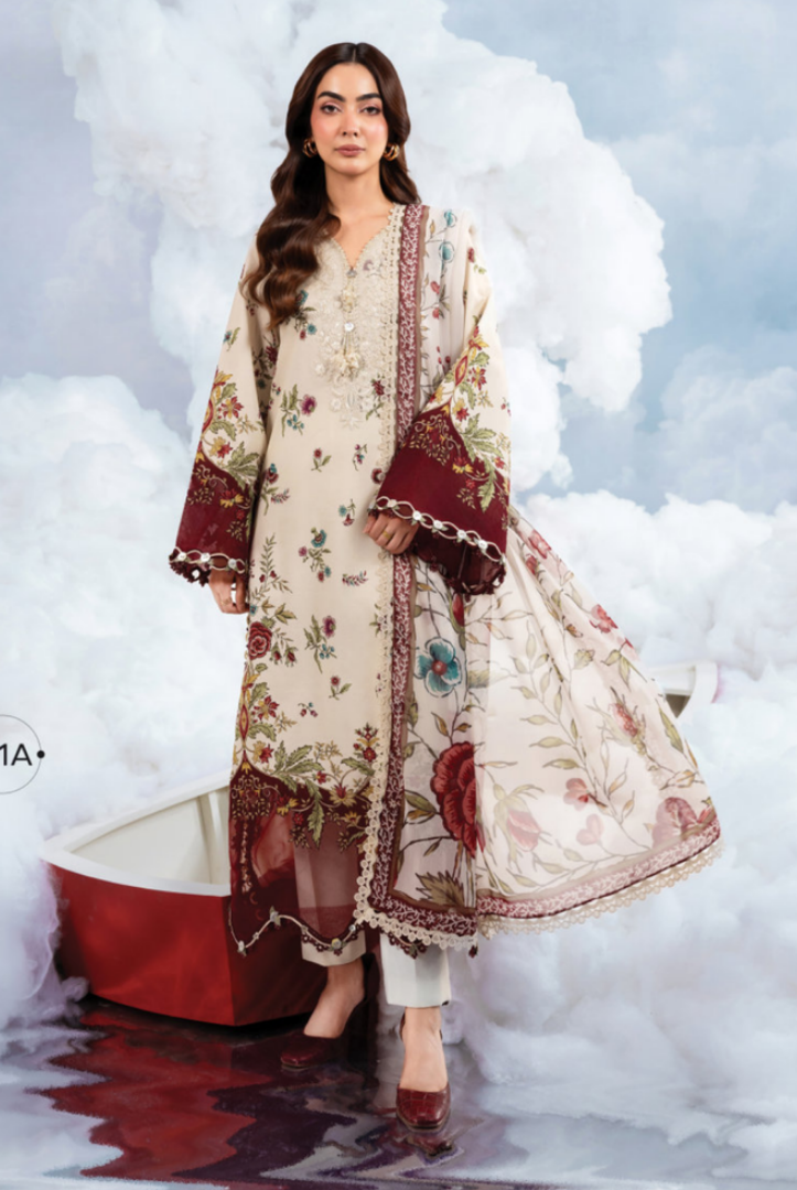 Maria B M-BASICS Summer Stitched Embroidered Lawn 3 Piece Suit-MB26-D1A