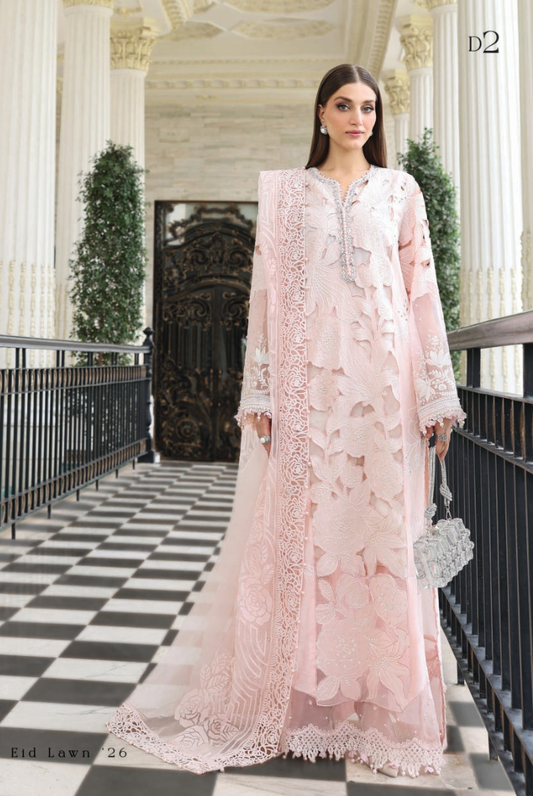 Maria B 3 Piece Stitched Embroidered Lawn Suit MB26-D2
