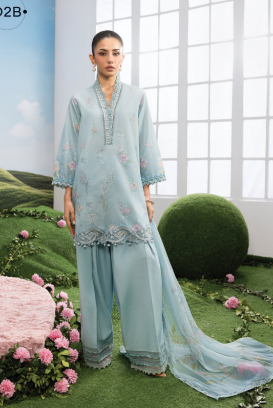 Maria B M-BASICS Summer Stitched Embroidered Lawn 3 Piece Suit-MB26-D2B