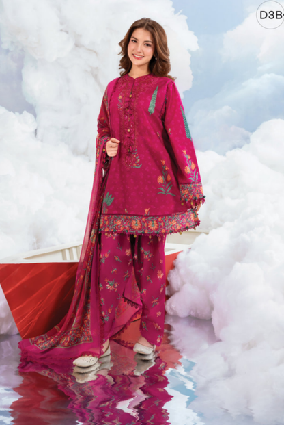 Maria B M-BASICS Summer Stitched Embroidered Lawn 3 Piece Suit-MB26-D3B