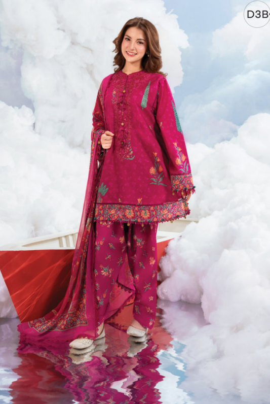 Maria B M-BASICS Summer Stitched Embroidered Lawn 3 Piece Suit-MB26-D3B