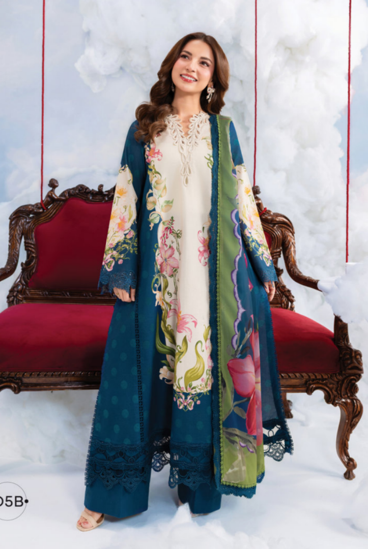Maria B M-BASICS Summer Stitched Embroidered Lawn 3 Piece Suit-MB26-D5B