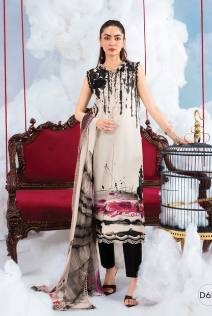 Maria B M-BASICS Summer Stitched Embroidered Lawn 3 Piece Suit-MB26-D6B