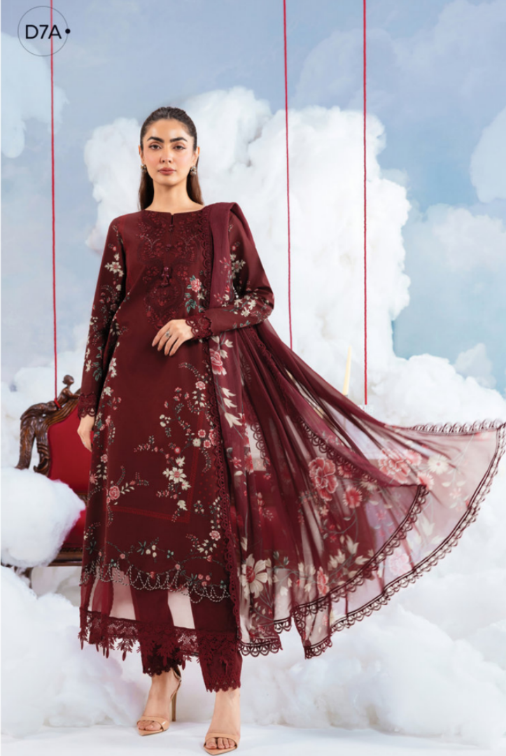 Maria B M-BASICS Summer Stitched Embroidered Lawn 3 Piece Suit-MB26-D7A