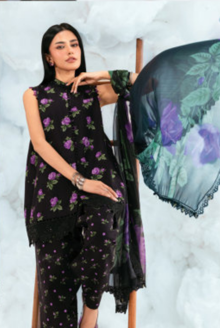 Maria B M-BASICS Summer Stitched Embroidered Lawn 3 Piece Suit-MB26-D9B