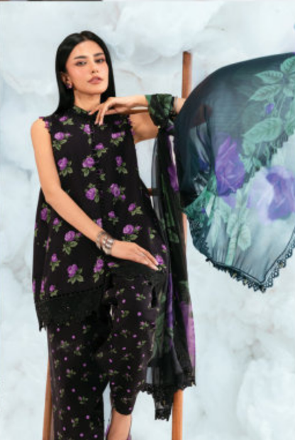 Maria B M-BASICS Summer Stitched Embroidered Lawn 3 Piece Suit-MB26-D9B
