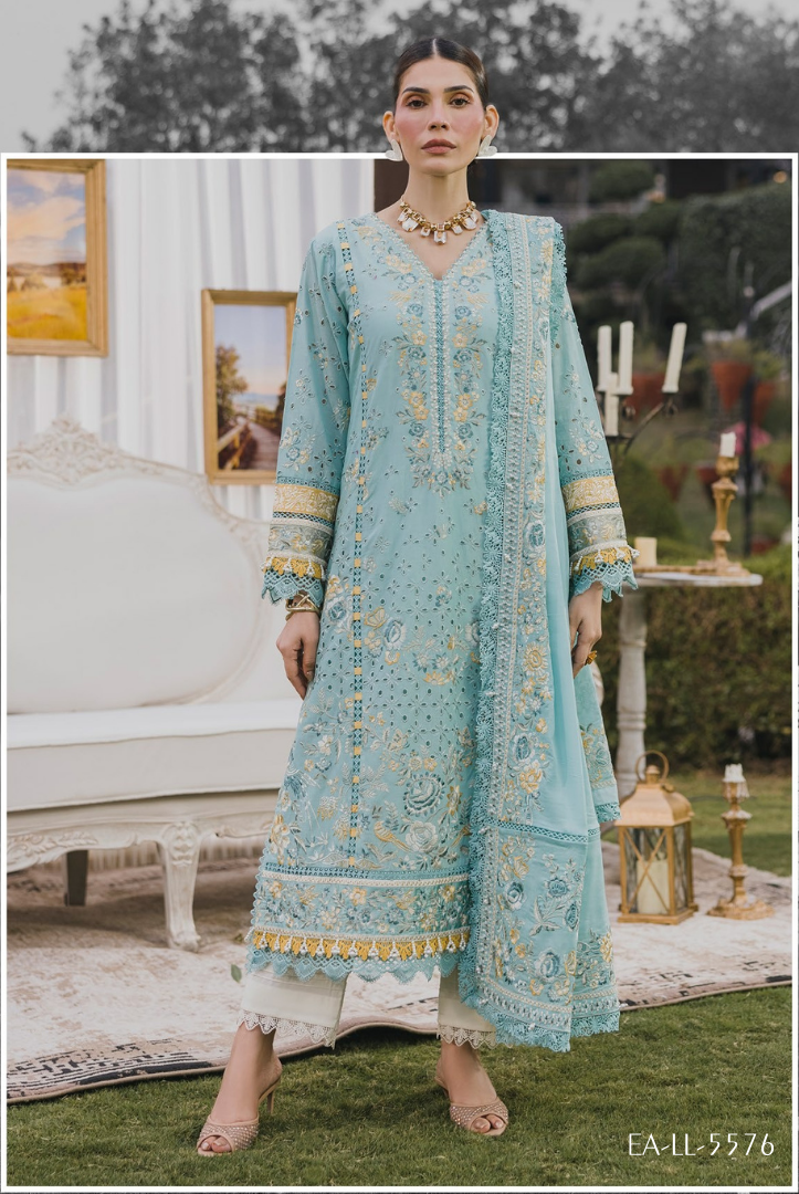 3 Piece Suit Stitched Embroidered Lawn BY Eshaisha Eid Special 2026 EA-LL-5576